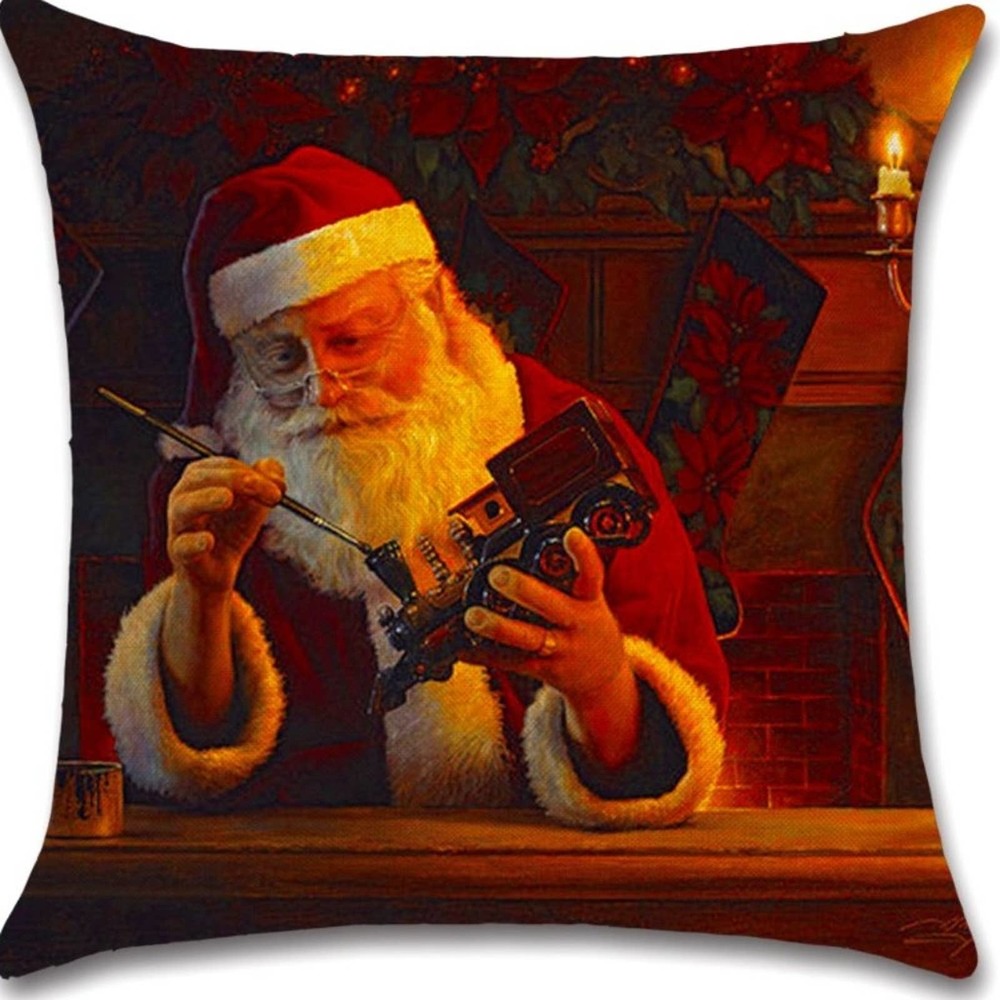 Painting a Wooden Train Linen Throw Pillowcase